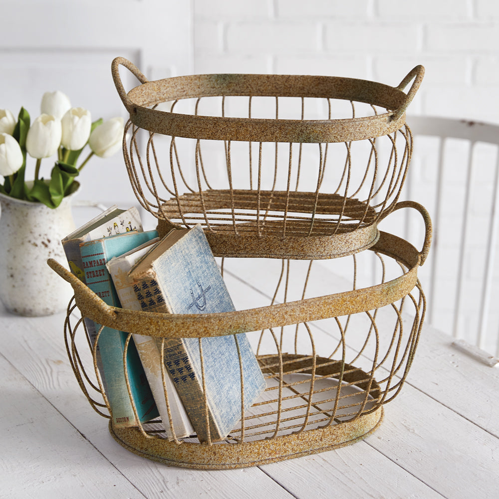 Set of Two Thornehill Weathered Wire Baskets