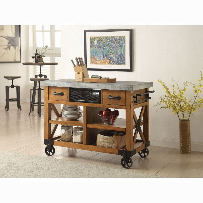 Kailey Rustic Kitchen Cart Island