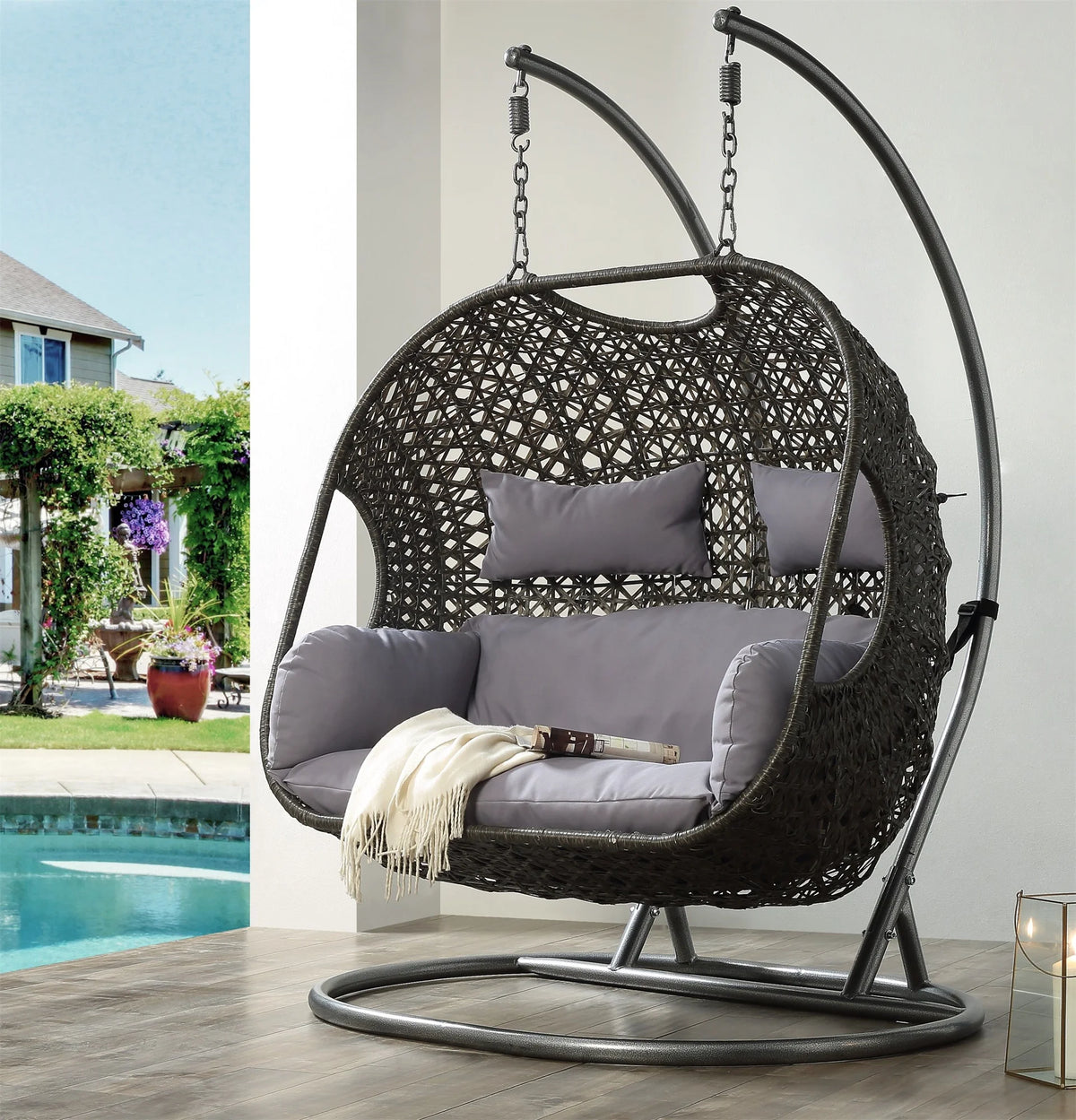 Double Outdoor Swing Chair with Stand