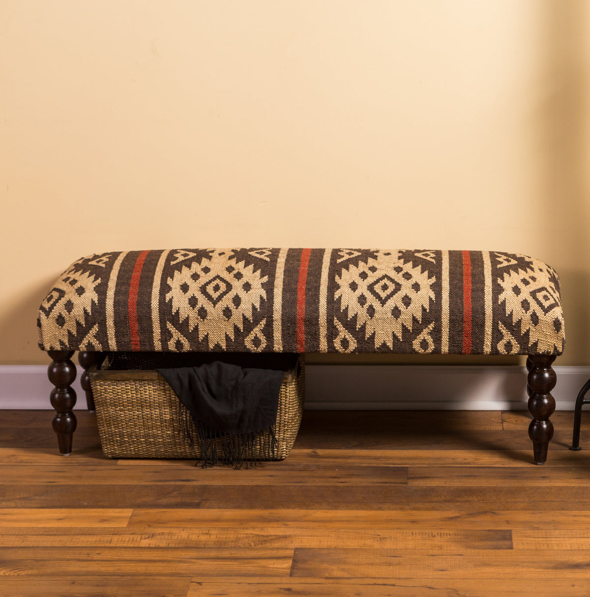 Yasmin Wool Upholstered Low Rise Bench - Adley & Company Inc. 