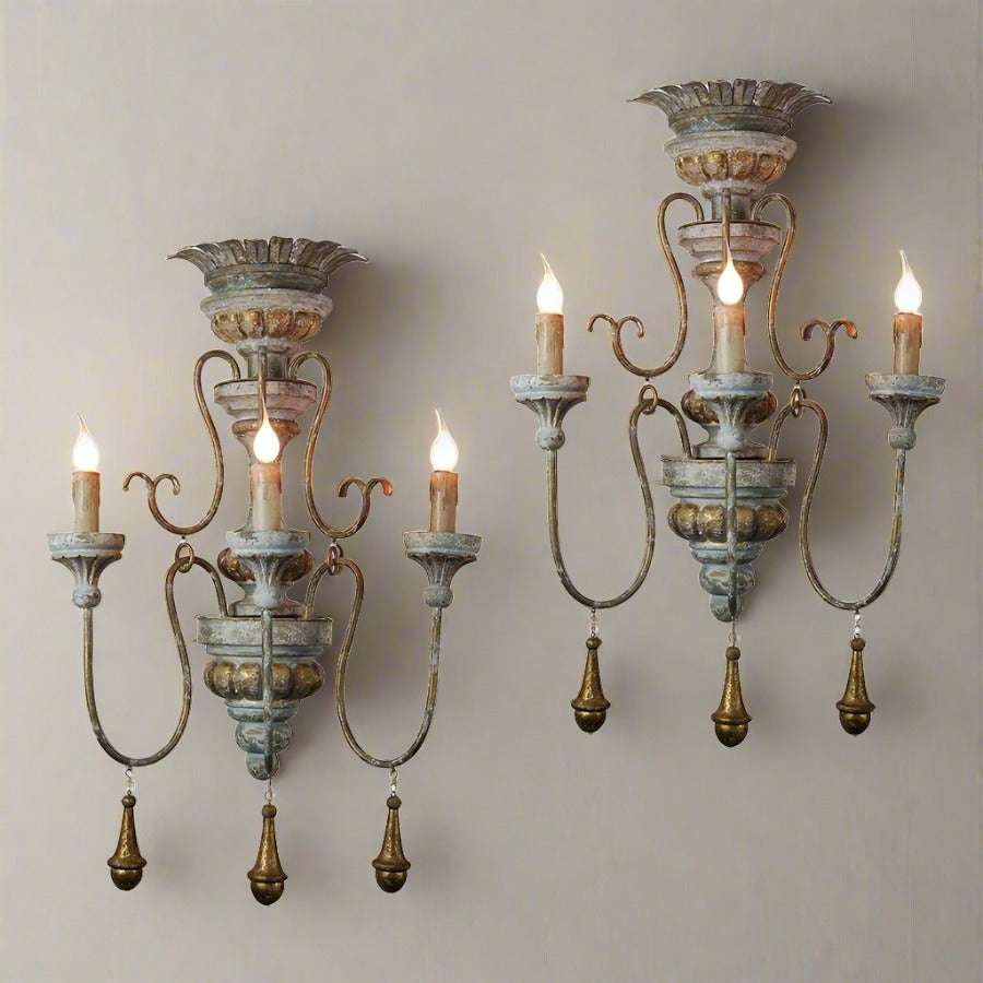Lawrence Antique Style Carved Sconce Light Fixture - Adley & Company Inc. 