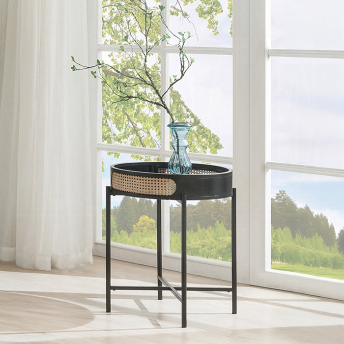 Colson Cane and Black Wood End Table