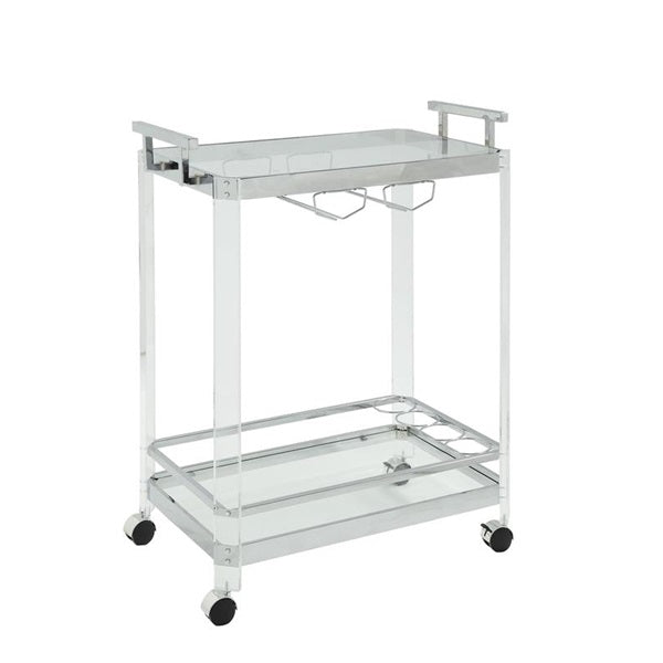 Chrome, Acrylic & Glass Bar Cart,bar cart,Adley & Company Inc.