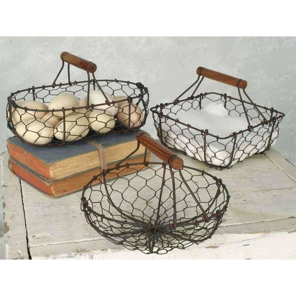 Rustic Wire Baskets, Set of 3 Adley & Company