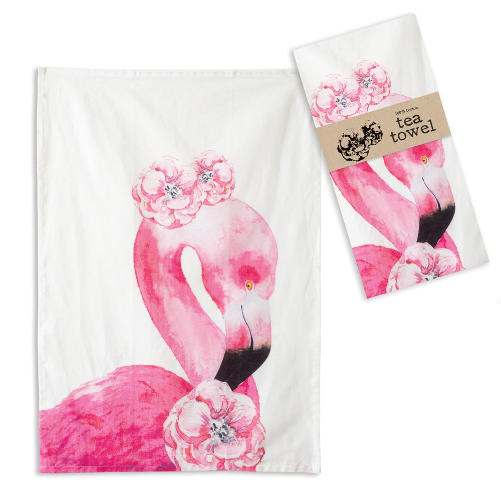 Pink Flamingo Tea Towels, Set of 4 Adley & Company