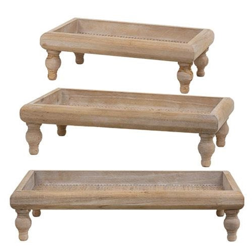 Set of 3 Cairo Wooden Raised Trays - Adley & Company Inc. 