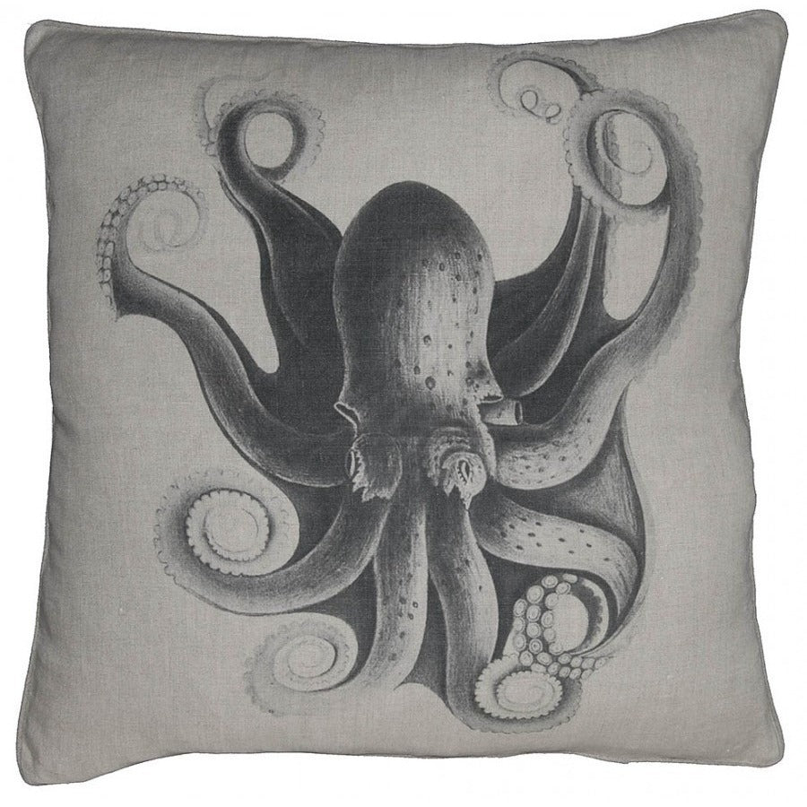 Vintage Squid Throw Pillow with Feather Down Insert,throw pillow,Adley & Company Inc.