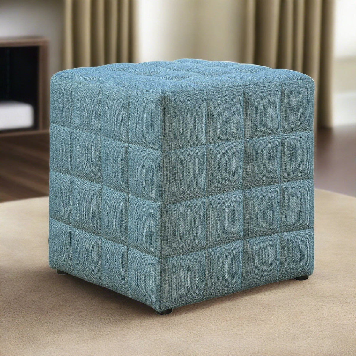 Blue Coastal Cube Ottoman