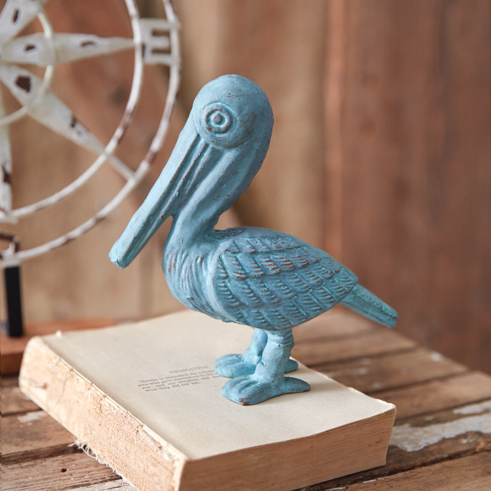 Verdigris Pelican Figurine, Set of 4