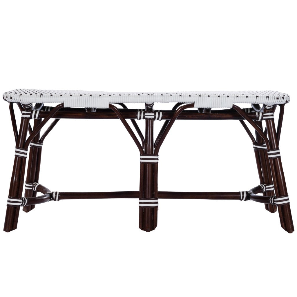 Dark Brown And White Wicker Entryway Bench - Adley & Company Inc. 