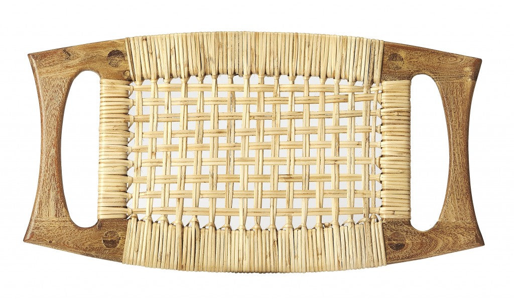 Palm Springs Wood and Rattan Stool