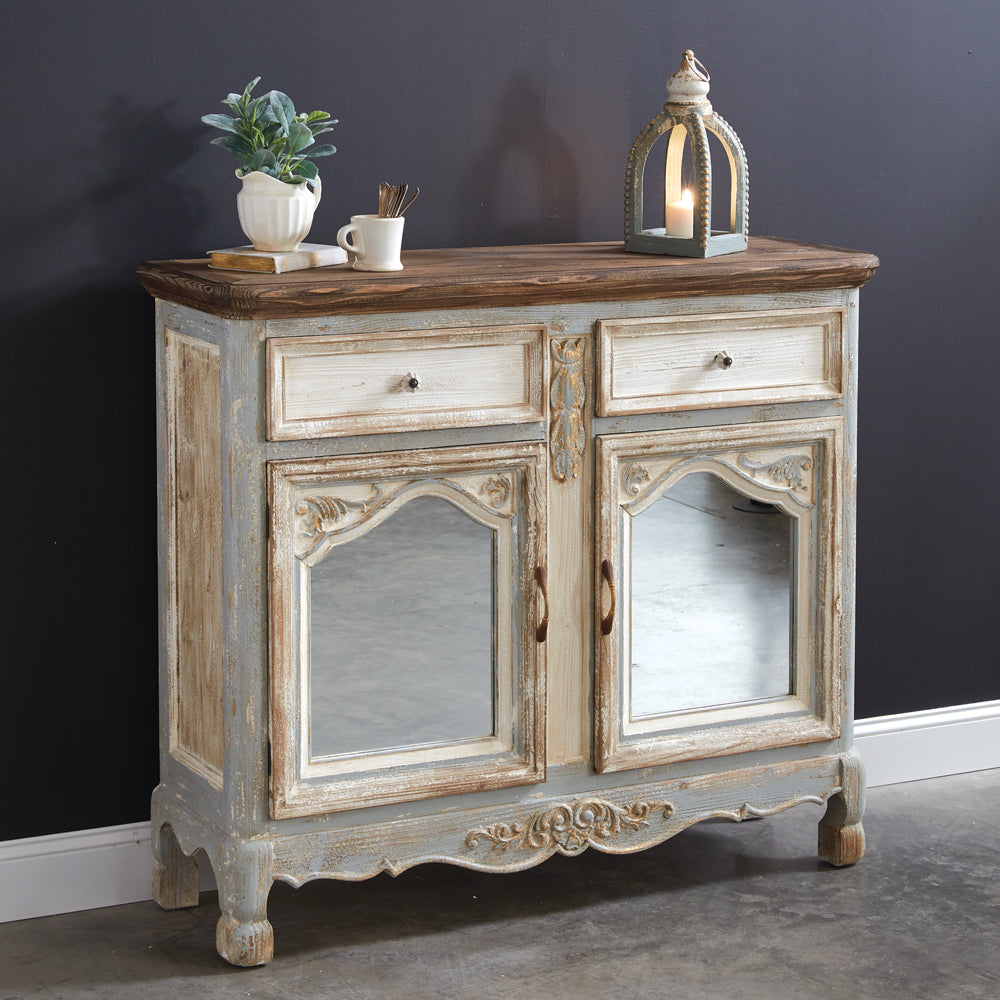 Wood and Mirrored Accent Chest