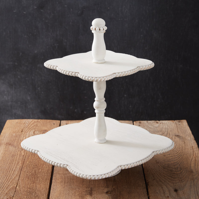 Primrose White Wood Two-Tier Display Stand