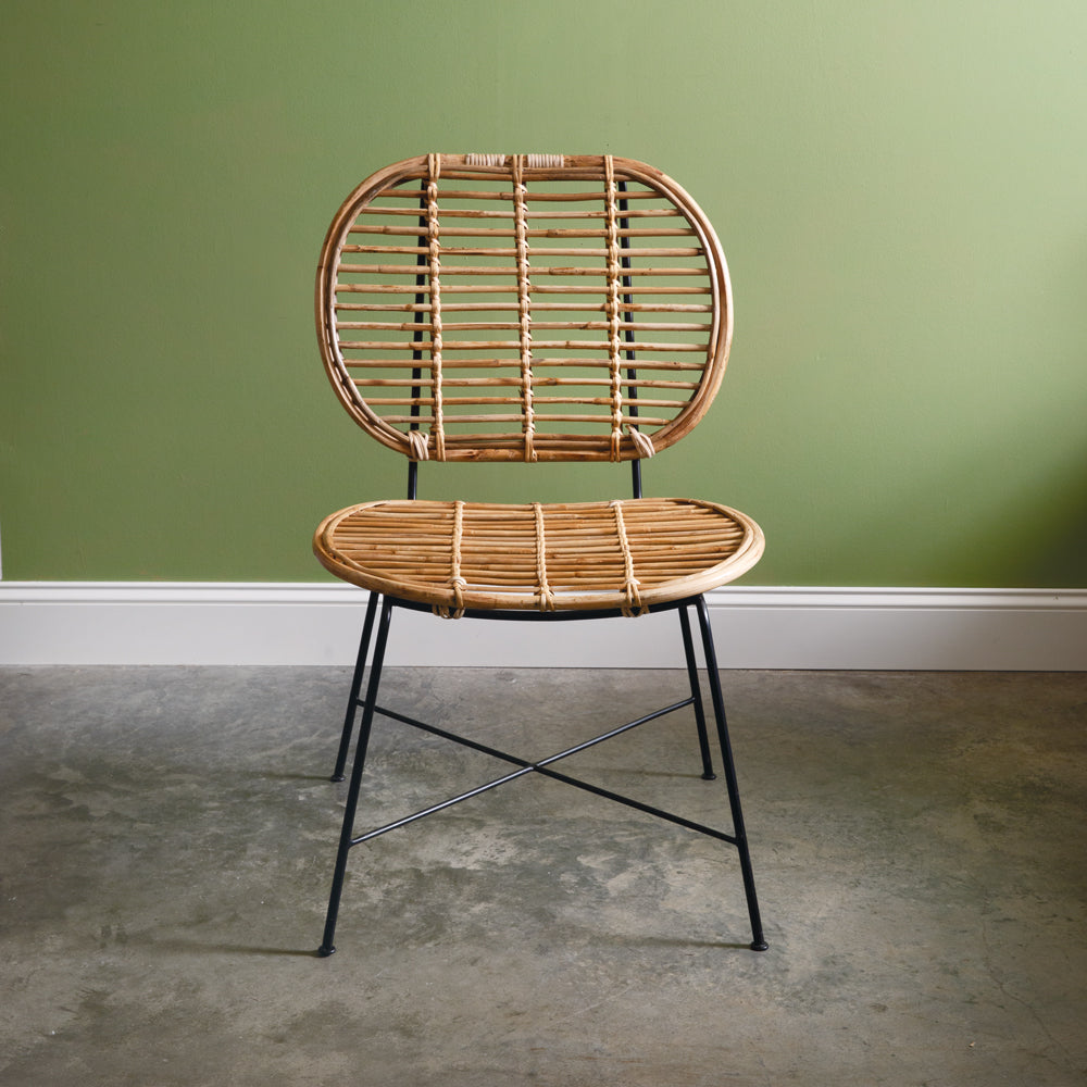 Rattan Chair with Metal Legs
