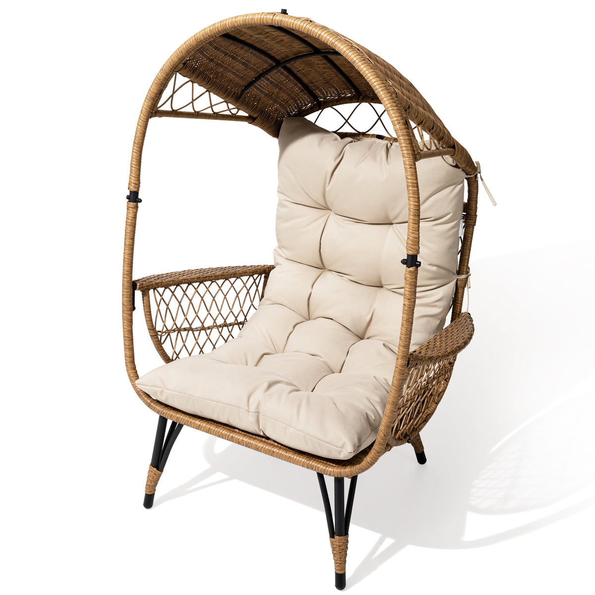 Outdoor Wicker Egg Arm Chair With Cushion