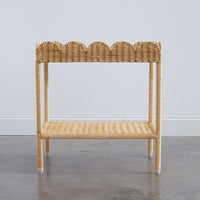 Scalloped Wicker Side Table