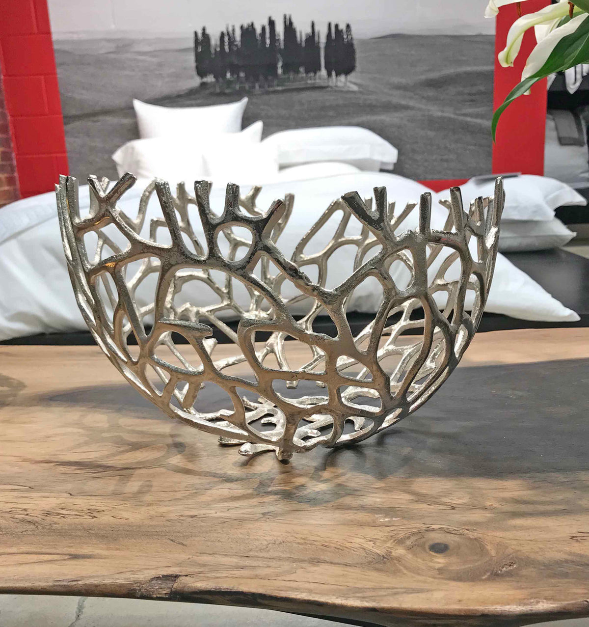 Silver Openwork Coral Style Round Bowl