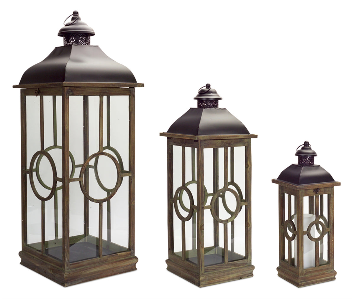 Set of 3 Candle Lanterns, 22", 30" and 40" tall