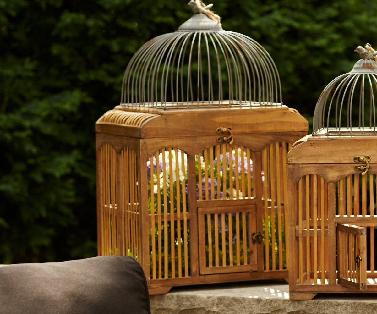 Catherine Wood and Metal Decorative Bird Cages, Set of 3