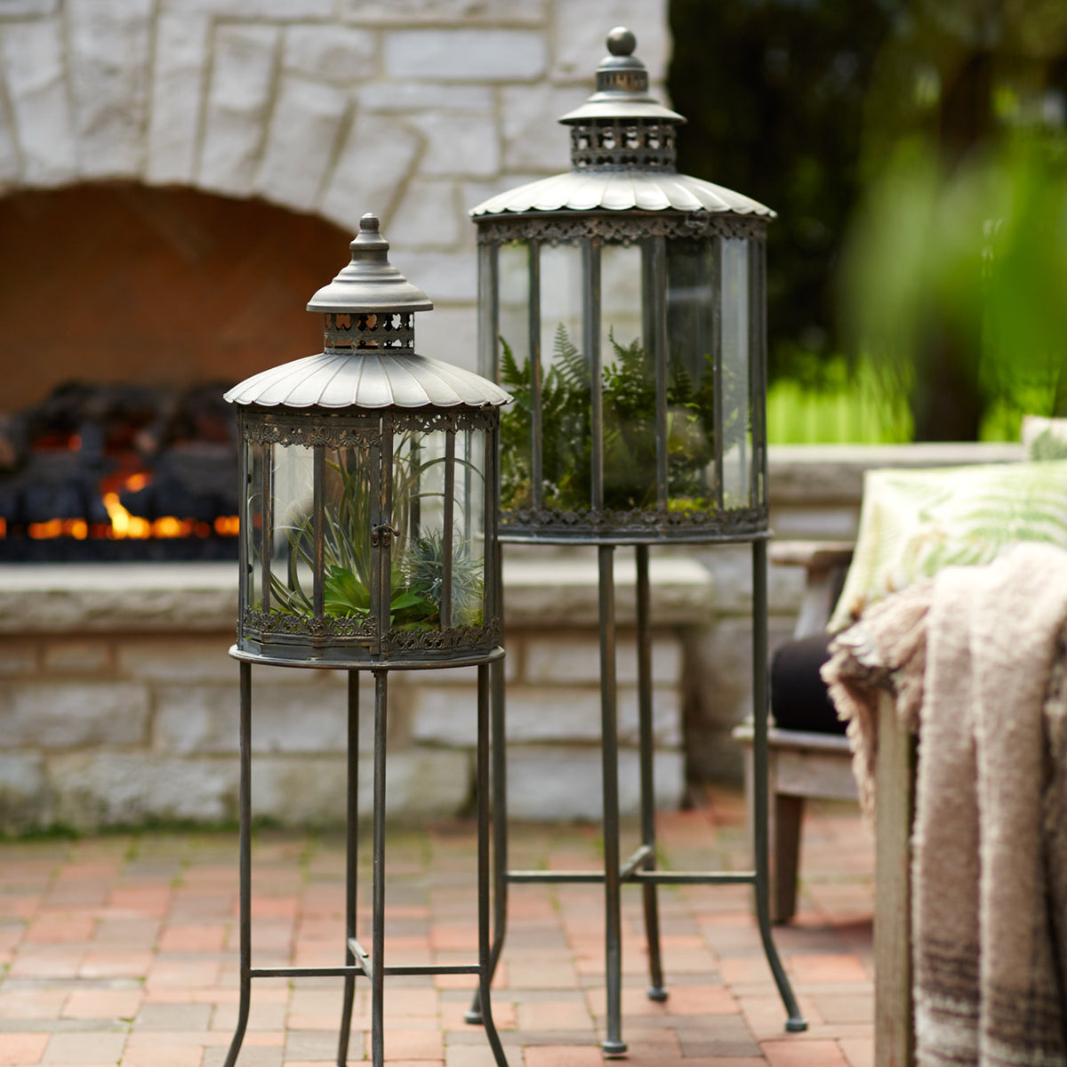 Set of 2 Terrariums or Candle Lanterns on Stands
