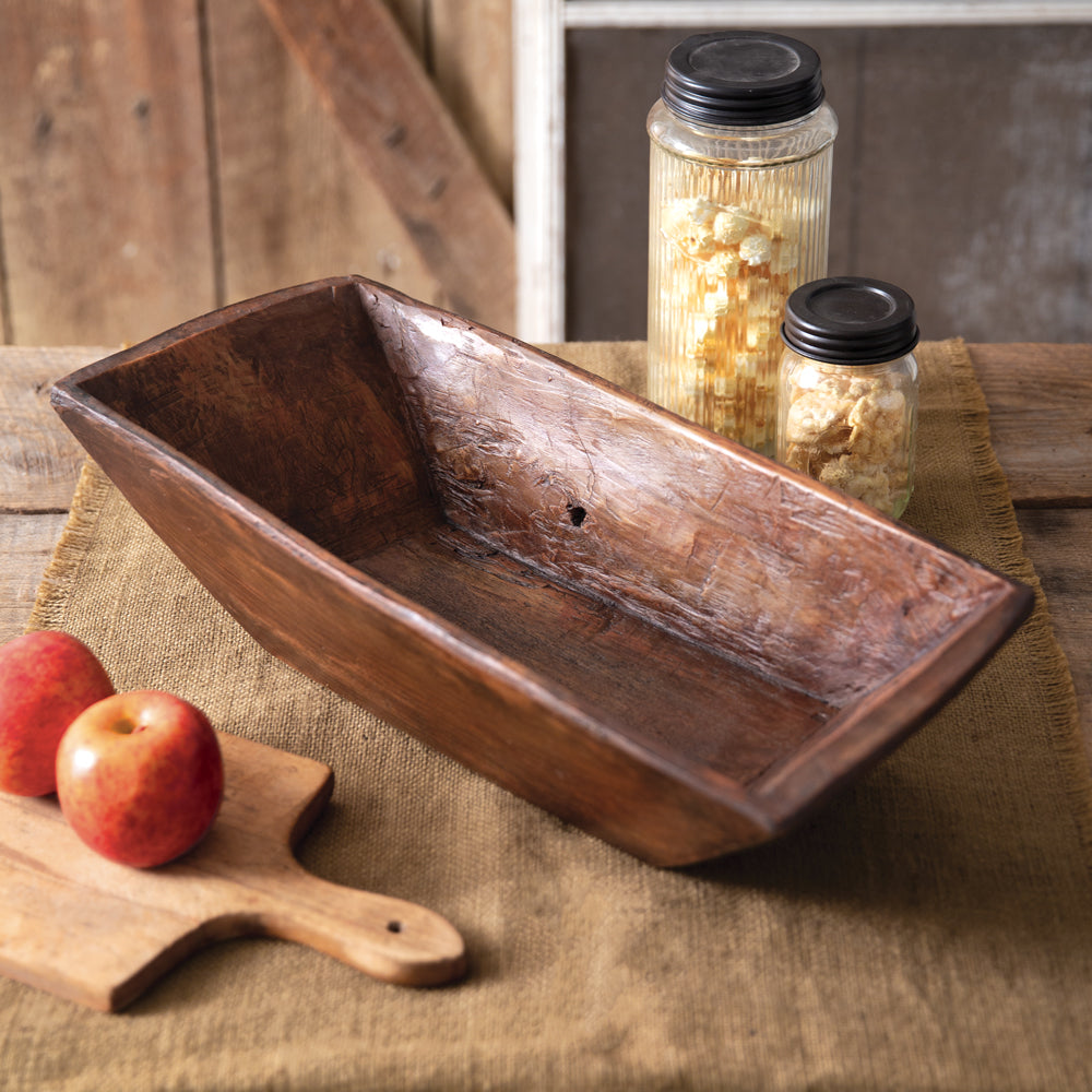 Brown Rectangle Wood Trench Bowl - Adley & Company Inc. 