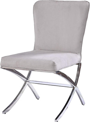 Daria Beige Velvet & Chrome Side Chairs, Set of 2
