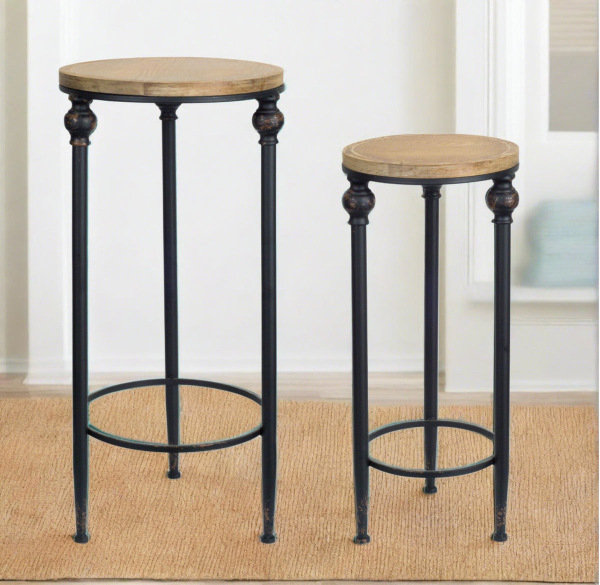 Set of 2 Plant Stands, Side Tables