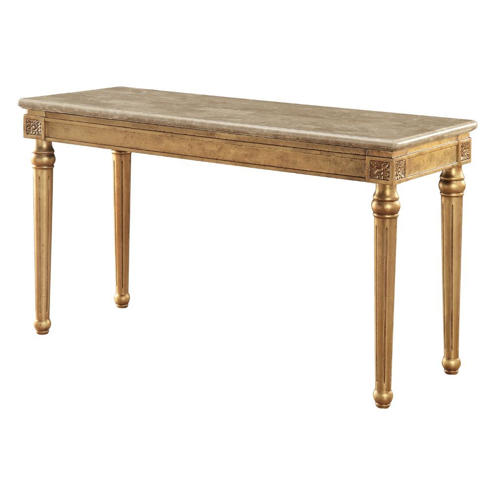 Daesha Glam Marble and Gold Console Sofa Table