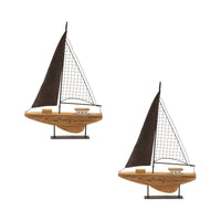 Hand Crafted Wood and Metal Sailboats, Set of 2