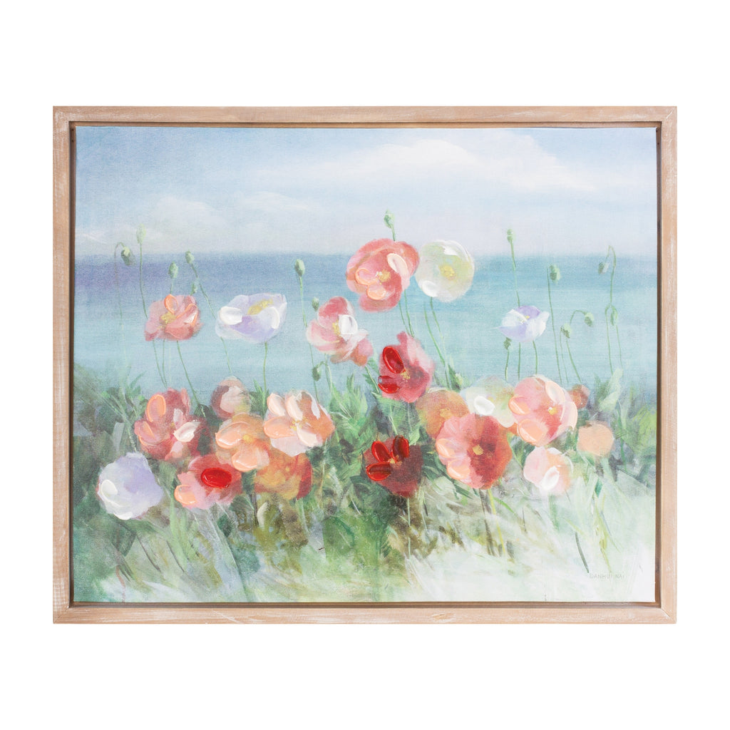 Framed Floral & Ocean Oil Print - Adley & Company Inc. 