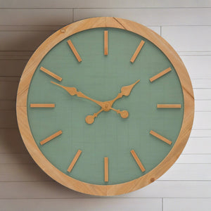 Aqua Green Wooden Wall Clock, 24" diameter