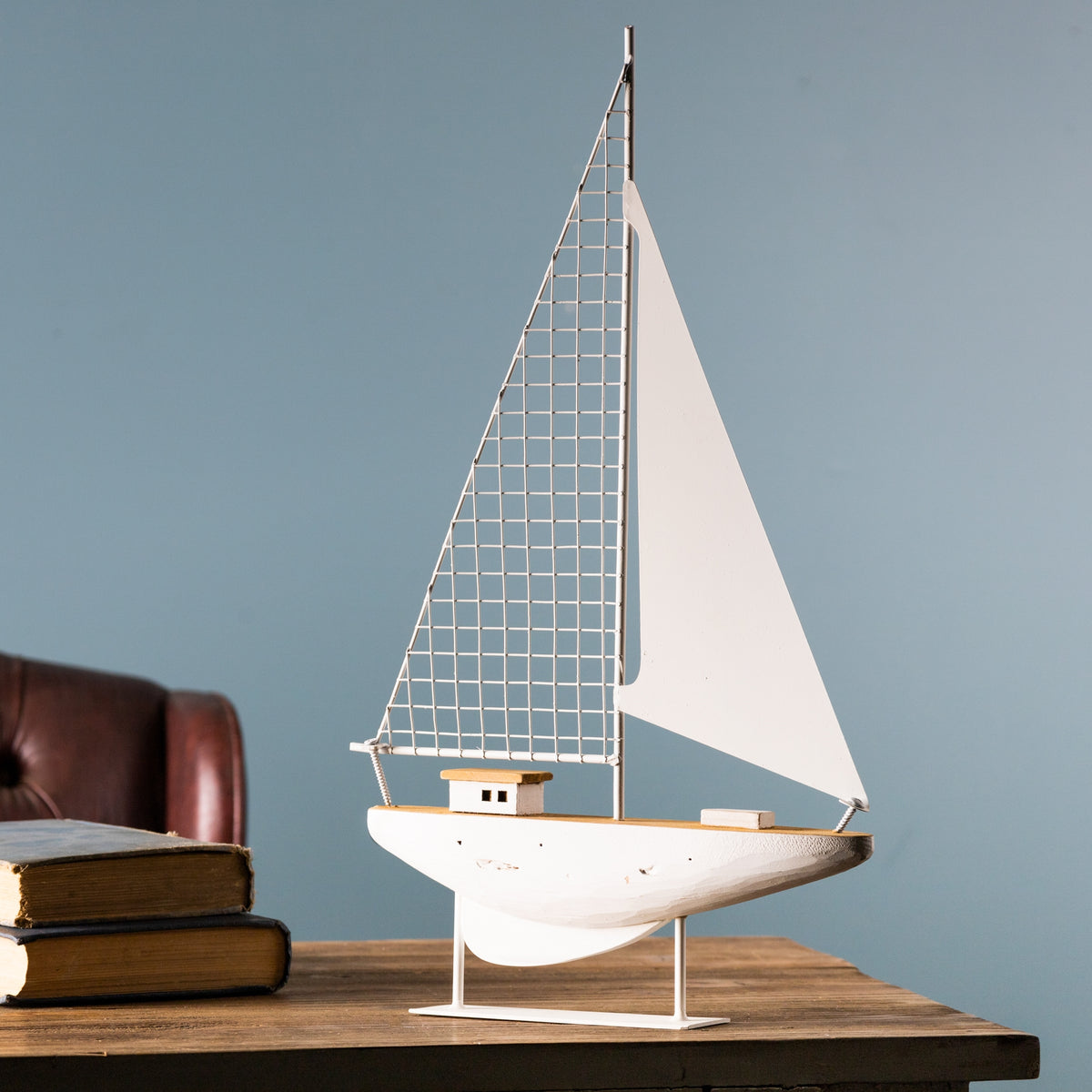 White Model Sailboats, Set of 2