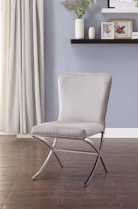 Daria Beige Velvet & Chrome Side Chairs, Set of 2