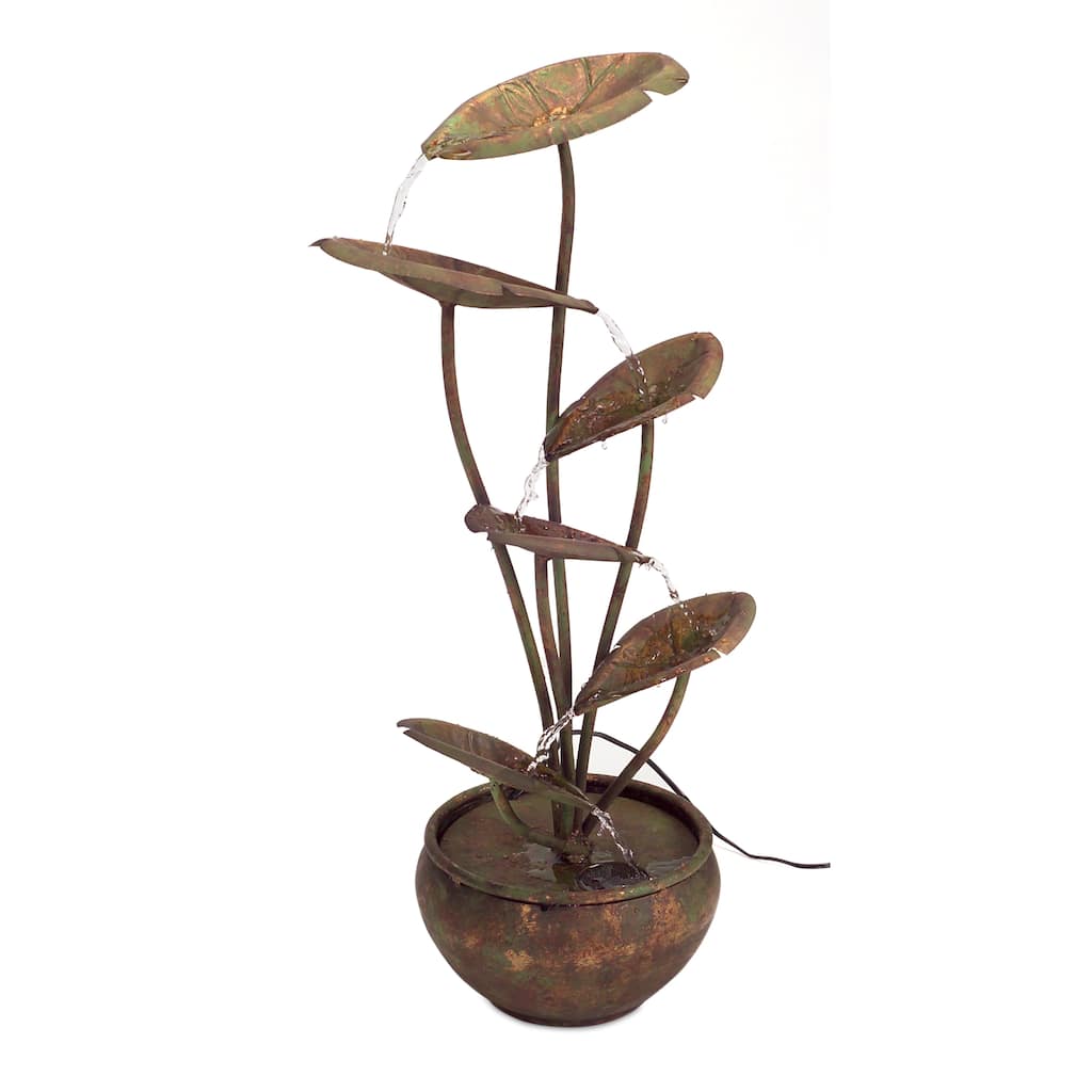 Lotus Leaf Bronze Metal Water Fountain with Pump - Adley & Company Inc. 