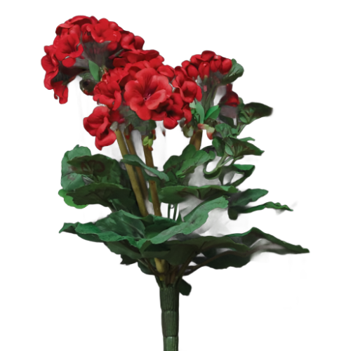 Red Silk Geranium Full Pick, Set of 4, 15" Tall