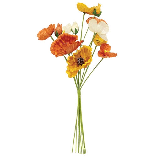Orange, Cream, & Yellow Poppy Bush, Set of 6