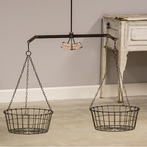 Vintage Hanging Scale with Two Wire Baskets