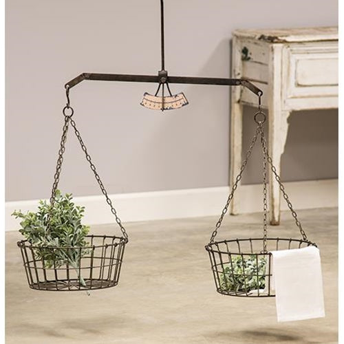 Vintage Hanging Scale with Two Wire Baskets