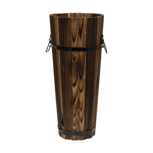 Set of 3 Rustic Wooden Barrel Planters - Adley & Company Inc. 