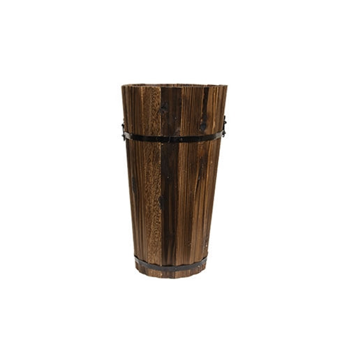 Set of 3 Rustic Wooden Barrel Planters - Adley & Company Inc. 