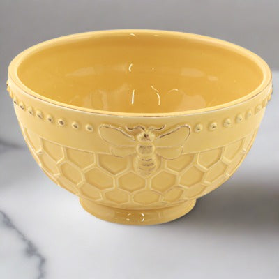 Yellow Honey Comb Bee Cereal Bowls, Set of 6