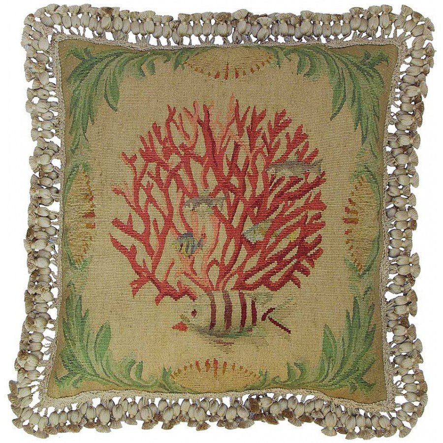 Tropical Coral and Fish Aubusson Throw Cushion
