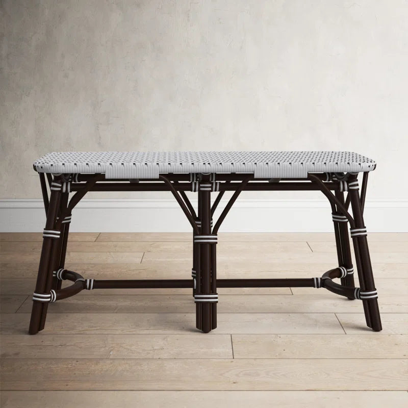 Dark Brown And White Wicker Entryway Bench - Adley & Company Inc. 