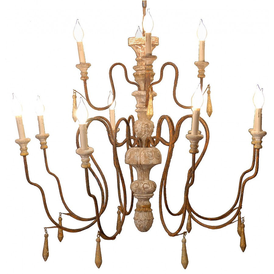 Antique Style Wood Carved Chandelier - Adley & Company Inc. 