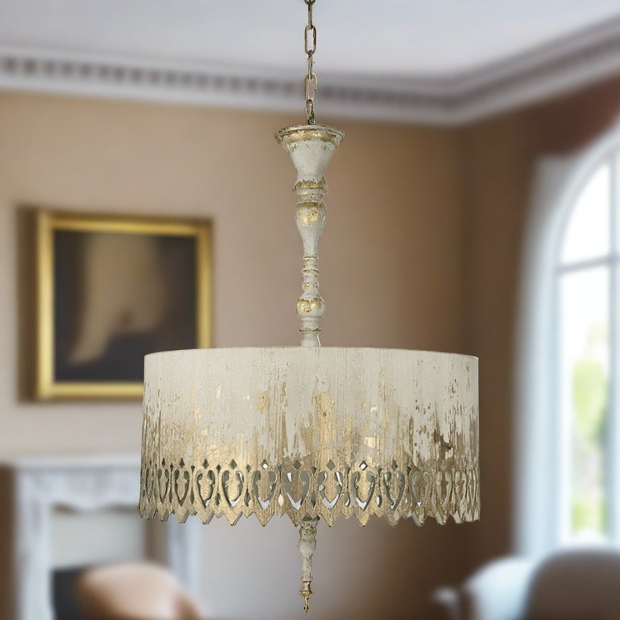 Cathedral Cream & Gold Pendant Light