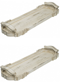 Hand Carved Wood Serving Tray with Distressed Cream Finish - Adley & Company Inc. 
