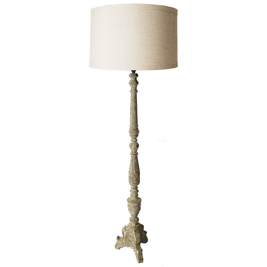 Ambrose Hand Carved Wooden Floor Lamp
