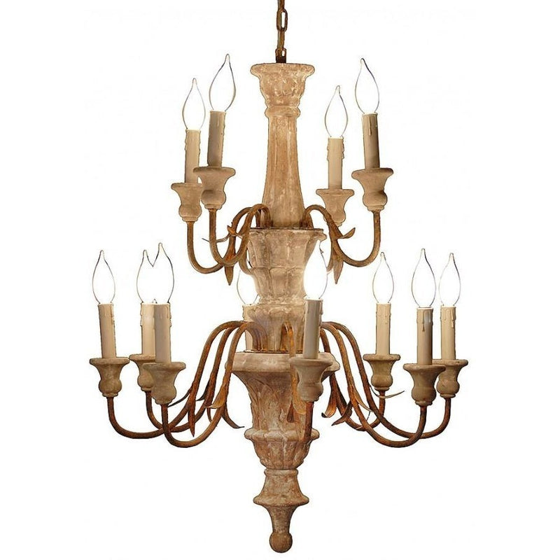 Emilie Antique Style Carved Wood Chandelier - Adley & Company Inc. 