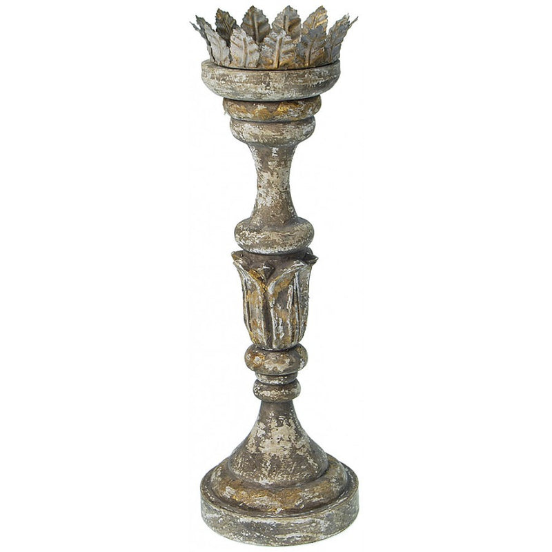 Jamilla Carved Wood Candle Holder - Adley & Company Inc. 