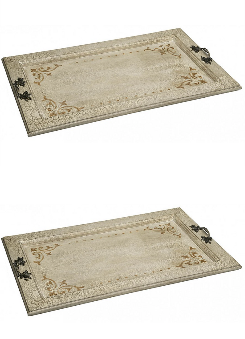Montpellier Wood Carved Decorative Trays, Set of 2